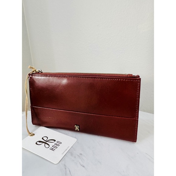 Hobo Jill Large Bifold Polished Leather Wallet, Chocolate Brown, NWT - Picture 6 of 10